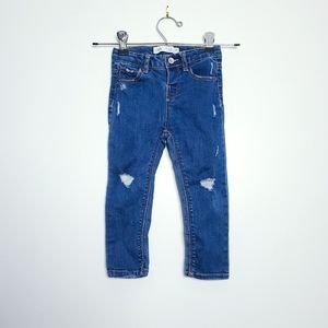 Zara Kids Girls Blue The ripped Jeans 2-3 Years skinny